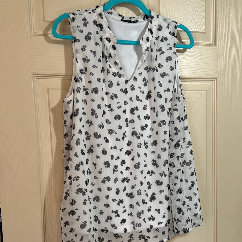 Papermoon White and Black Mandarin Collar Blouse XL